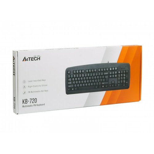 Клавіатура A4Tech KB-720 USB Black купити в Україні: Київ, Львів, Хмельницький, Тернопіль, Івано-Франківськ | Низька ціна, відгуки, характеристики від TELEMART фото