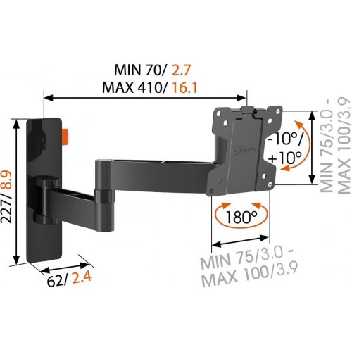 Купити Кронштейн VOGELS W53050 Black - ціна в Києві, Львові, Вінниці, Хмельницькому, Франківську, Україні | інтернет-магазин TELEMART.UA фото