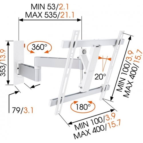 Купити Кронштейн VOGELS W53071 White - ціна в Києві, Львові, Вінниці, Хмельницькому, Франківську, Україні | інтернет-магазин TELEMART.UA фото