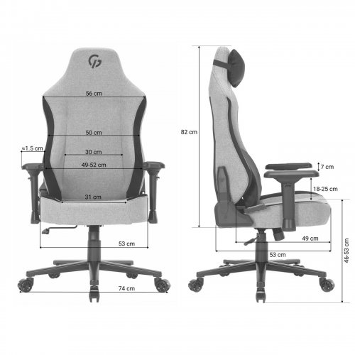 Игровое кресло GamePro GC715 Linen Fabric (GC715DG) Dark Grey купить в Украине | Telemart фото