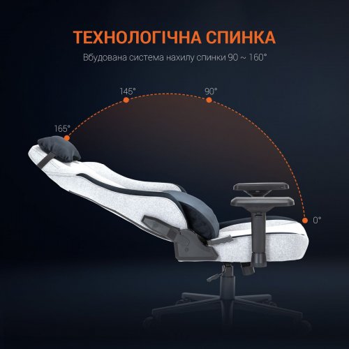 Ігрове крісло GamePro GC715 Linen Fabric (GC715LG) Light Grey купити в Україні | Telemart фото