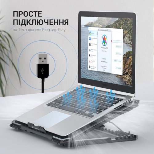 Охлаждающая подставка для ноутбука GamePro CP485 Black купить в Украине: Киев, Днепр, Харьков, Одесса  | Низкая цена, отзывы, характеристики от TELEMART фото