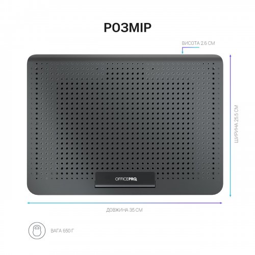 Охлаждающая подставка для ноутбука OfficePro CP500 Black купить в Украине: Киев, Днепр, Харьков, Одесса  | Низкая цена, отзывы, характеристики от TELEMART фото