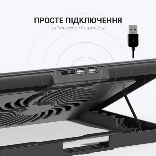 Охлаждающая подставка для ноутбука OfficePro CP500 Black купить в Украине: Киев, Днепр, Харьков, Одесса  | Низкая цена, отзывы, характеристики от TELEMART фото