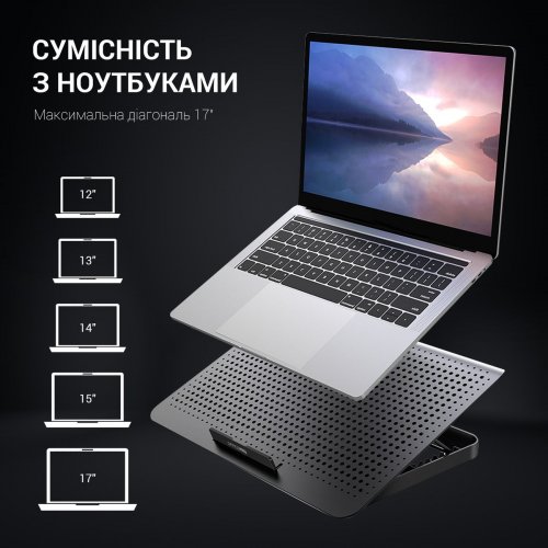 Охлаждающая подставка для ноутбука OfficePro CP500 Black купить в Украине: Киев, Днепр, Харьков, Одесса  | Низкая цена, отзывы, характеристики от TELEMART фото