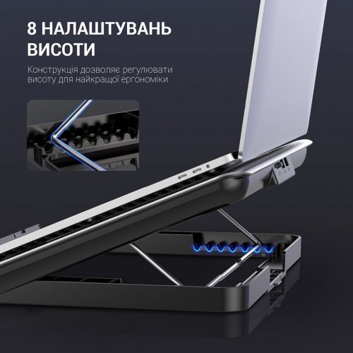 Охлаждающая подставка для ноутбука OfficePro CP500 Black купить в Украине: Киев, Днепр, Харьков, Одесса  | Низкая цена, отзывы, характеристики от TELEMART фото