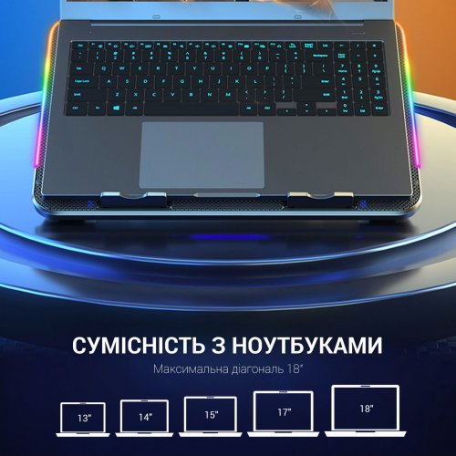 Охолоджувальна підставка для ноутбука GamePro CP670 Black купити в Україні: Київ, Львів, Хмельницький, Тернопіль, Івано-Франківськ | Низька ціна, відгуки, характеристики від TELEMART фото