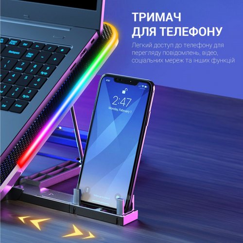 Охолоджувальна підставка для ноутбука GamePro CP670 Black купити в Україні: Київ, Львів, Хмельницький, Тернопіль, Івано-Франківськ | Низька ціна, відгуки, характеристики від TELEMART фото