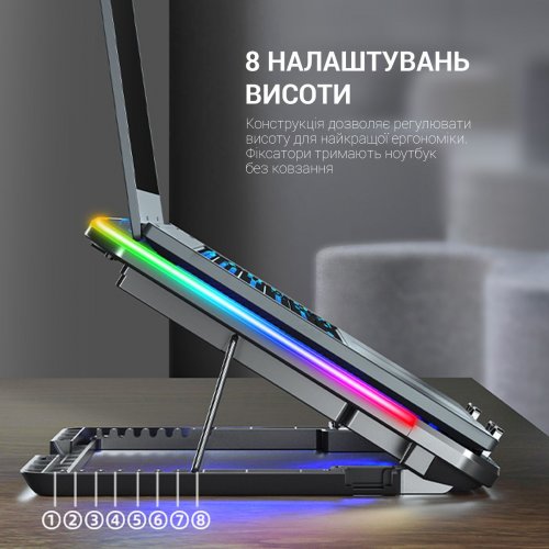 Охолоджувальна підставка для ноутбука GamePro CP670 Black купити в Україні: Київ, Львів, Хмельницький, Тернопіль, Івано-Франківськ | Низька ціна, відгуки, характеристики від TELEMART фото