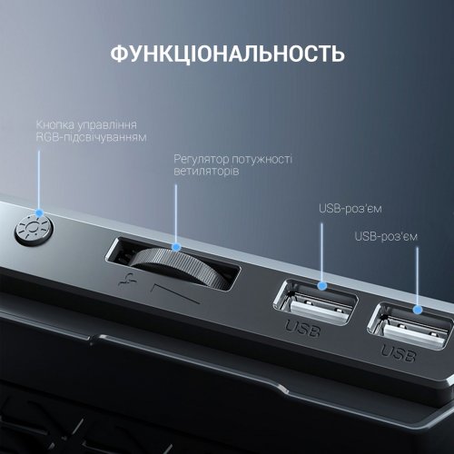 Охолоджувальна підставка для ноутбука GamePro CP670 Black купити в Україні: Київ, Львів, Хмельницький, Тернопіль, Івано-Франківськ | Низька ціна, відгуки, характеристики від TELEMART фото
