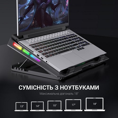 Купить Охлаждающая подставка для ноутбука GamePro CP740 Black - цена в Харькове, Киеве, Днепре, Одессе
в интернет-магазине Telemart фото