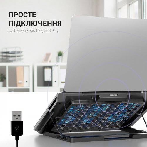 Охолоджувальна підставка для ноутбука GamePro CP890 Black купити в Україні: Київ, Львів, Хмельницький, Тернопіль, Івано-Франківськ | Низька ціна, відгуки, характеристики від TELEMART фото