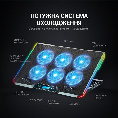 Охолоджувальна підставка для ноутбука GamePro CP890 Black купити в Україні: Київ, Львів, Хмельницький, Тернопіль, Івано-Франківськ | Низька ціна, відгуки, характеристики від TELEMART фото