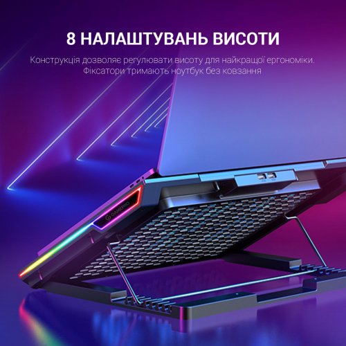 Охолоджувальна підставка для ноутбука GamePro CP890 Black купити в Україні: Київ, Львів, Хмельницький, Тернопіль, Івано-Франківськ | Низька ціна, відгуки, характеристики від TELEMART фото