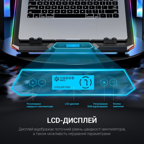 Охолоджувальна підставка для ноутбука GamePro CP890 Black купити в Україні: Київ, Львів, Хмельницький, Тернопіль, Івано-Франківськ | Низька ціна, відгуки, характеристики від TELEMART фото