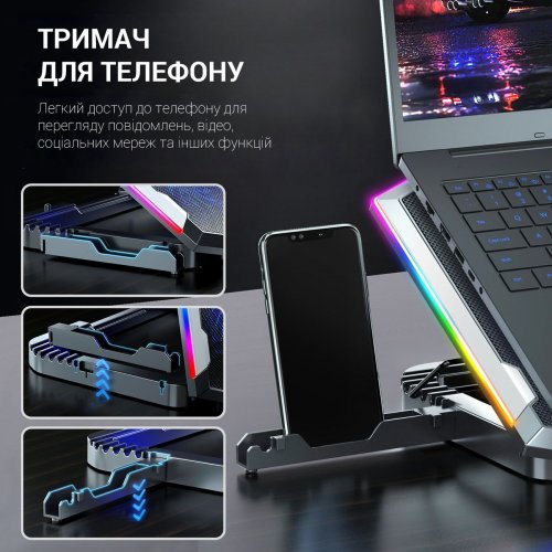 Охлаждающая подставка для ноутбука GamePro CP870 Black купить в Украине: Киев, Днепр, Харьков, Одесса  | Низкая цена, отзывы, характеристики от TELEMART фото