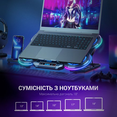 Купить Подставка для ноутбука GamePro CP1450 Black - цена в Харькове, Киеве, Днепре, Одессе
в интернет-магазине Telemart фото