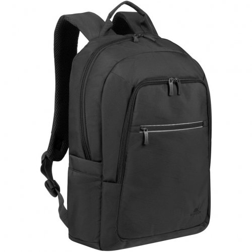 Troika BLACK Roll Top Laptop Backpack with Metal Buckle Closure