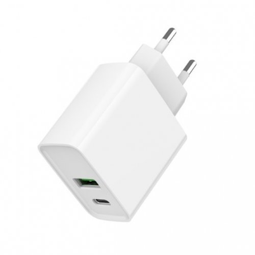 Купити Мережевий зарядний пристрій Gembird USB + USB Type-C 20W (TA-UC-PDQC20-01-W) White - ціна в Києві, Львові, Вінниці, Хмельницькому, Франківську, Україні | інтернет-магазин TELEMART.UA фото