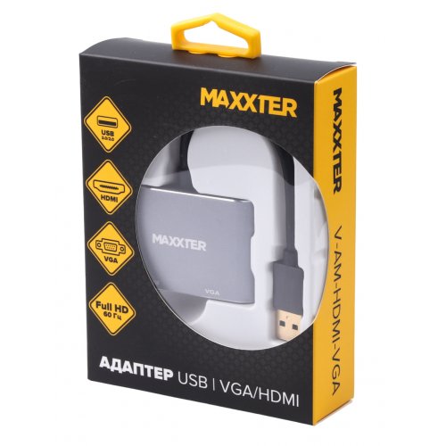 Купить Адаптер Maxxter USB to HDMI/VGA (V-AM-HDMI-VGA) Gray - цена в Харькове, Киеве, Днепре, Одессе
в интернет-магазине Telemart фото
