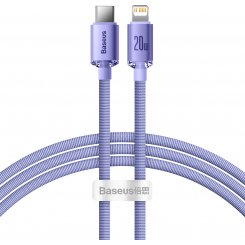 Кабель Baseus Crystal Shine Series Fast Charging Data Cable USB Type-C to Lightning 20W 1.2m (CAJY000205) Purple