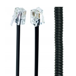 Телефонный спиральный кабель для трубки Cablexpert RJ-10 2m (TC4P4CS-2M) Black