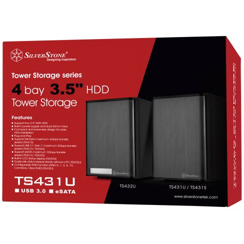 Купить Внешнее хранилище SilverStone TS431U USB 3.1 for 4 x 3.5" HDD (SST-TS431U-V2) Black - цена в Харькове, Киеве, Днепре, Одессе
в интернет-магазине Telemart фото