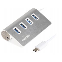 USB-хаб Maxxter USB Type-C 4 in 1 (HU3C-4P-01) Silver