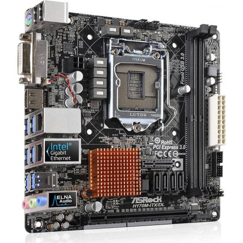 Продать Материнская плата AsRock H170M-ITX/DL (s1151, Intel H170) по Trade-In интернет-магазине Телемарт - Киев, Днепр, Украина фото