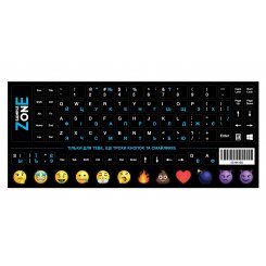 Наклейка на клавіатуру SampleZone непрозора чорна EN/UA/RU (SZ-BK-BS) White/Blue