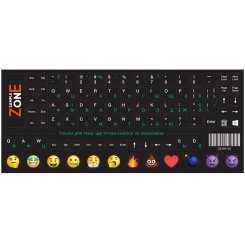 Наклейка на клавіатуру SampleZone непрозора чорна EN/UA/RU (SZ-BK-GS) White/Green