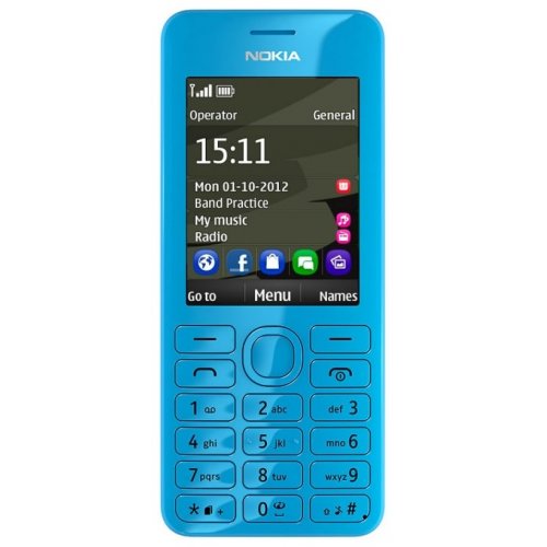 Купить Мобильный телефон Nokia Asha 206 Dual Sim Cyan - цена в Харькове, Киеве, Днепре, Одессе
в интернет-магазине Telemart фото