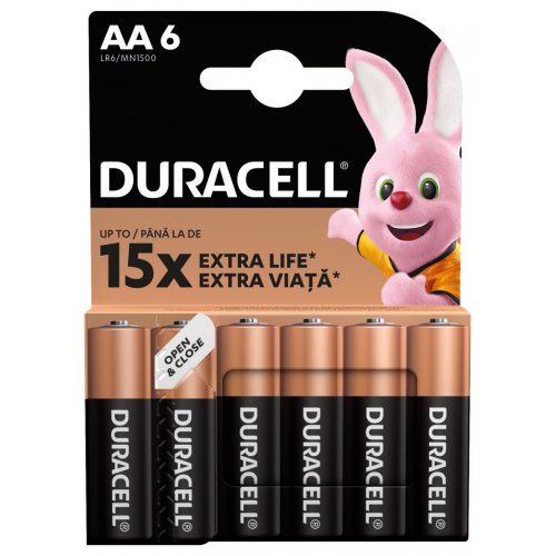 Батарейки Duracell AA (LR06) MN1500 6 шт. (81551272) купити в Україні: Київ, Львів, Хмельницький, Тернопіль, Івано-Франківськ | Низька ціна, відгуки, характеристики від TELEMART фото