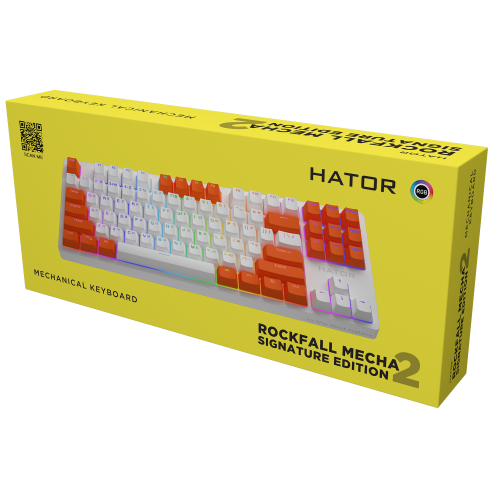 Photo Keyboard HATOR Rockfall 2 Mecha Signature Edition (HTK-521-WWO) White/Orange