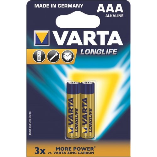 

Батарейки Varta AAA (LR03) Longlife 2шт (04103101412)
