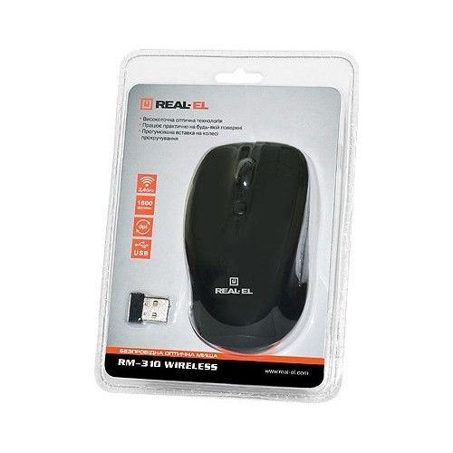 Купить Мышка REAL-EL RM-310 USB Black - цена в Харькове, Киеве, Днепре, Одессе
в интернет-магазине Telemart фото