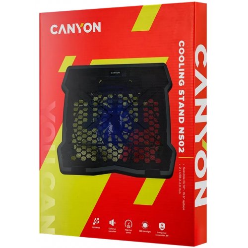 Купить Подставка для ноутбука Canyon NS-02 LED (CNE-HNS02) Black - цена в Харькове, Киеве, Днепре, Одессе
в интернет-магазине Telemart фото