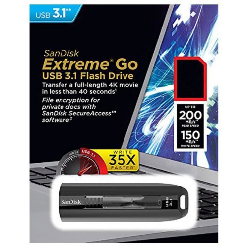 Фото Накопитель SanDisk Extreme Go 128GB USB 3.1 Black (SDCZ800-128G-G46)