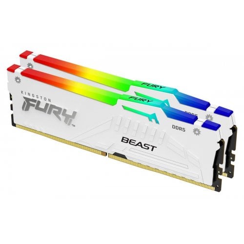 Photo RAM Kingston DDR5 32GB (2x16GB) 6000Mhz FURY Beast RGB White (KF560C30BWAK2-32)