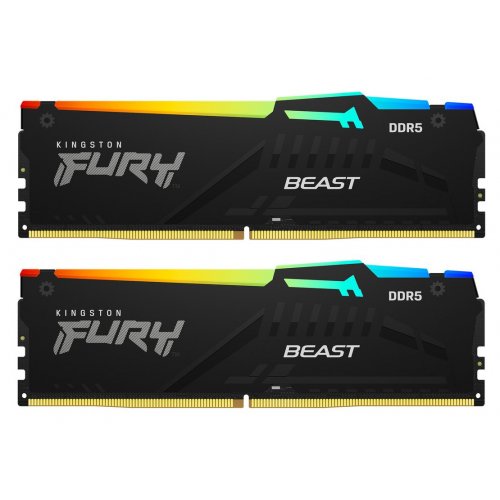 Photo RAM Kingston DDR5 64GB (2x32GB) 6400Mhz FURY Beast RGB Black (KF564C32BBAK2-64)