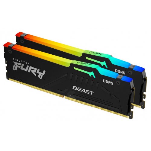 Фото ОЗУ Kingston DDR5 64GB (2x32GB) 6400Mhz FURY Beast RGB Black (KF564C32BBAK2-64)