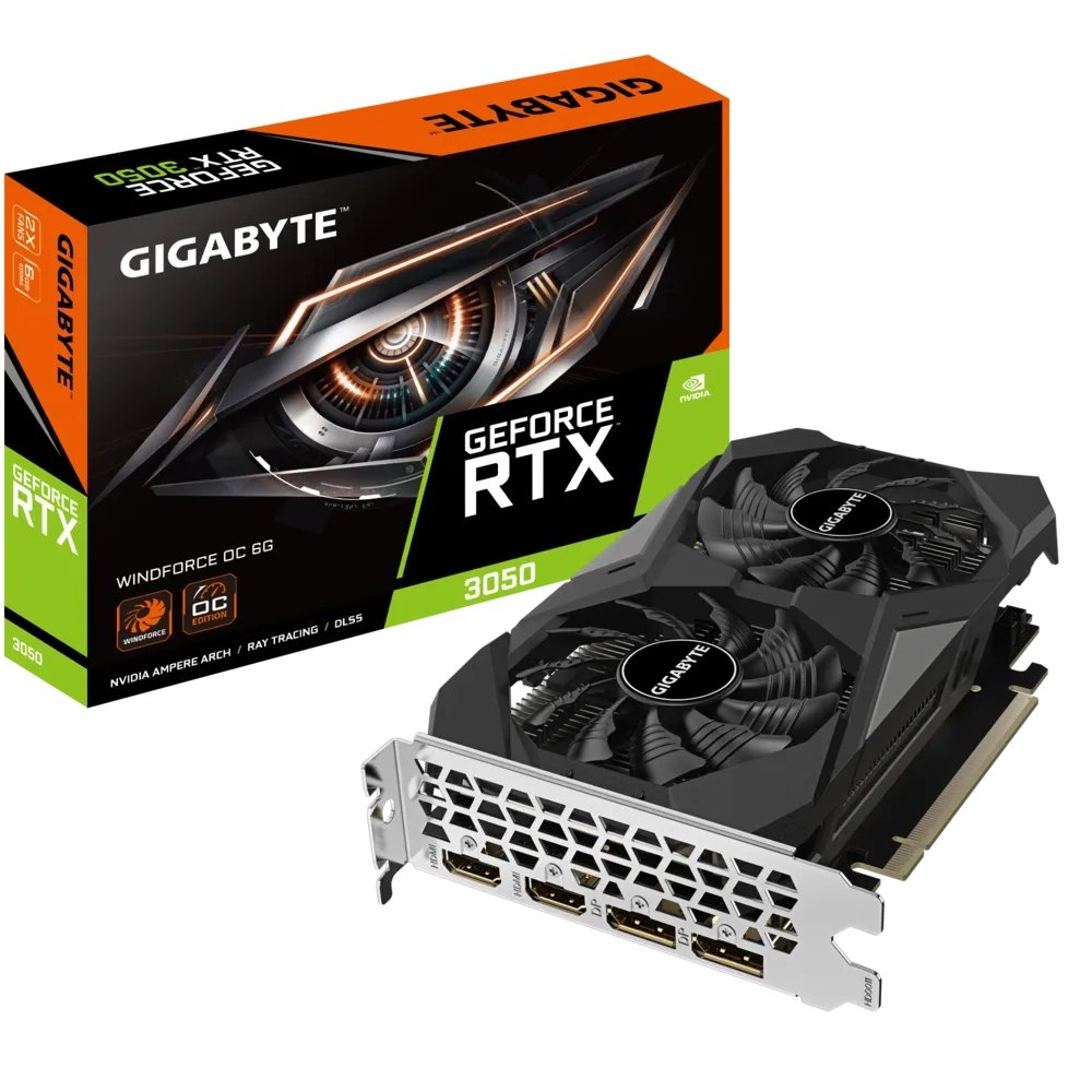 Купить Видеокарта Gigabyte GeForce RTX 3050 WINDFORCE OC 6144MB  (GV-N3050WF2OC-6GD) с проверкой совместимости: обзор, характеристики, цена  в Киеве, Днепре, Одессе, Харькове, Украине | интернет-магазин TELEMART.UA