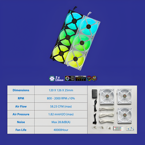 Кулер для корпуса SAMA XF120mm ELI ARGB Fan KIT 3 IN 1 Black OEM купить в Украине | Telemart фото