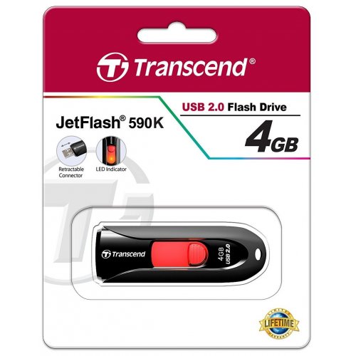 Накопитель Transcend JetFlash 590 4GB USB 2.0 Black (TS4GJF590K) купить в Украине | Telemart фото