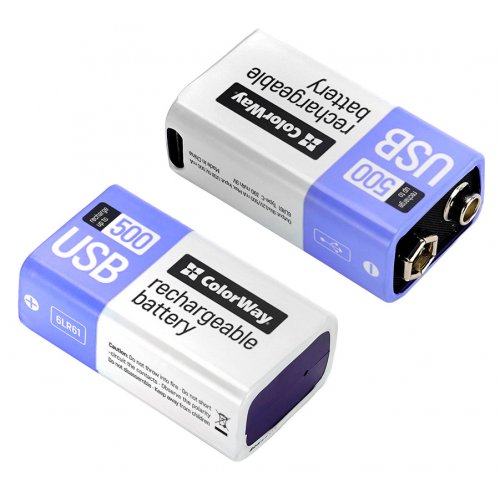 Купить Аккумуляторная батарея ColorWay 6LR61 USB Type-С Li-Pol 390mAh 9V 1 шт. (CW-UB9V-06) - цена в Харькове, Киеве, Днепре, Одессе
в интернет-магазине Telemart фото