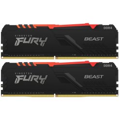 Озу Kingston DDR4 16GB (2x8GB) 3200Mhz FURY Beast RGB Black (KF432C16BBAK2/16) (Восстановлено продавцом, 627013)