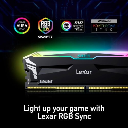 Фото ОЗП Lexar DDR5 32GB (2x16GB) 6800Mhz Ares RGB Black (LD5U16G68C34LA-RGD)