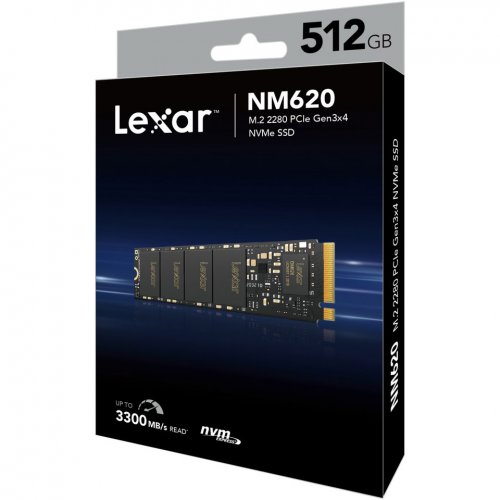 Купить SSD-диск Lexar NM620 3D NAND TLC 512GB M.2 (2280 PCI-E) NVMe x4 (LNM620X512G-RNNNG) с проверкой совместимости: обзор, характеристики, цена в Киеве, Днепре, Одессе, Харькове, Украине | интернет-магазин TELEMART.UA фото
