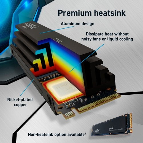 Photo SSD Drive Crucial T700 3D NAND TLC 4TB M.2 with heatsink (2280 PCI-E) NVMe x4 (CT4000T700SSD5)