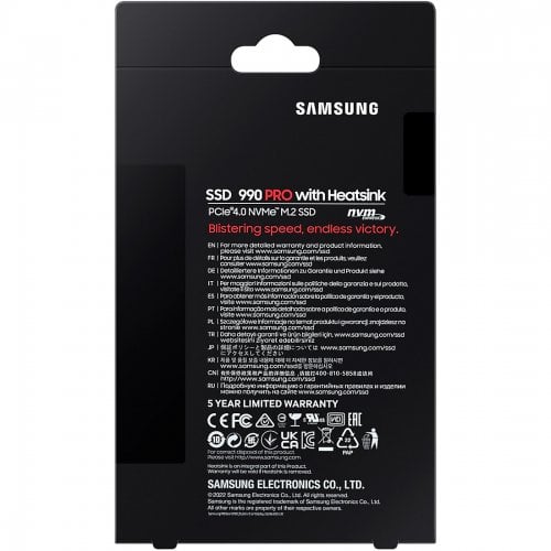 Фото SSD-диск Samsung V-NAND TLC 990 Pro 4TB M.2 with heatsink (2280 PCI-E) NVMe x4 (MZ-V9P4T0GW)